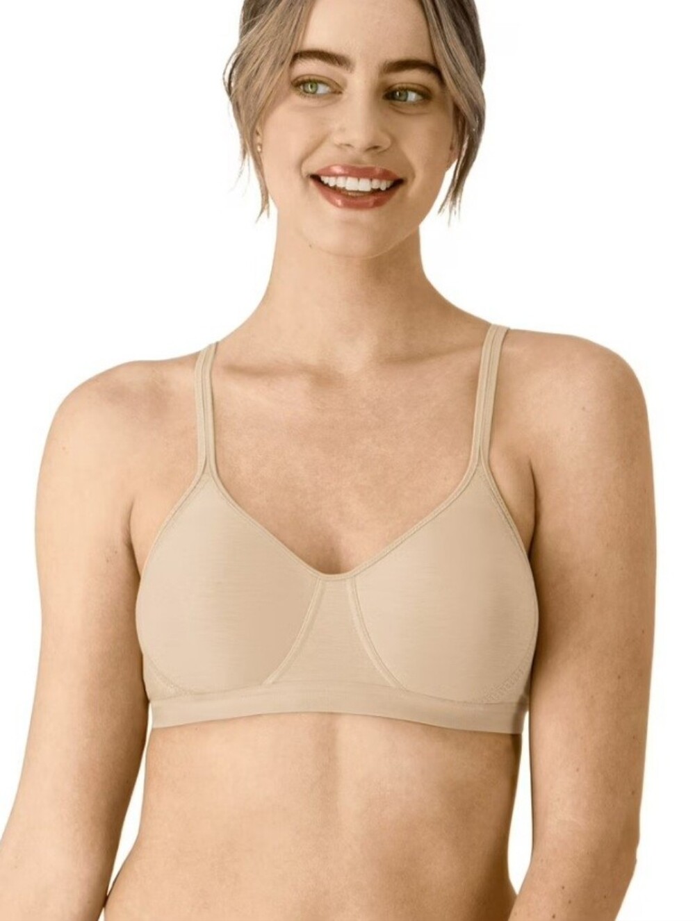 Hanes Cooling Comfort Beige Wireless Bra Size Large NEW NWT